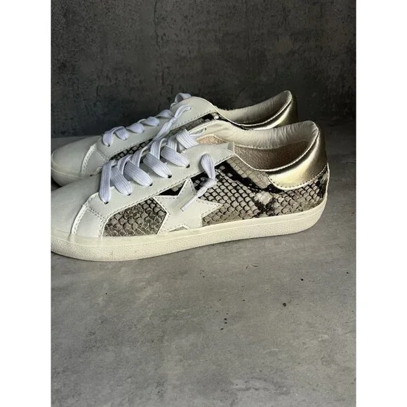 Steve Madden Madden Girls White Multi Snakeskin Star Sneakers Womens Size 7.5 - Picture 4 of 16